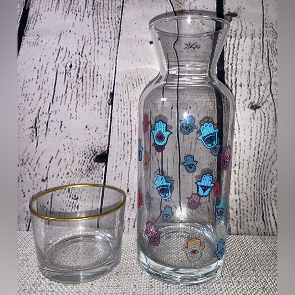 🆕 Rainbow Hamsa Glass Carafe Set🪬 - Picture 4 of 11